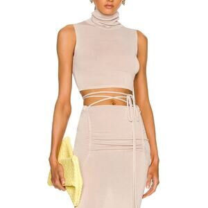 Aya Muse 'Verona' Tan Viscose Turtleneck Top Size S